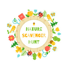 Nature Scavenger Hunt. Kids Game Poster - 113058822