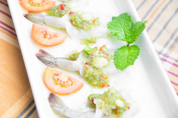 Fresh shrimp and spicy  sauce, delicious of thai food