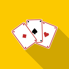 Three aces, playing cards icon, flat style