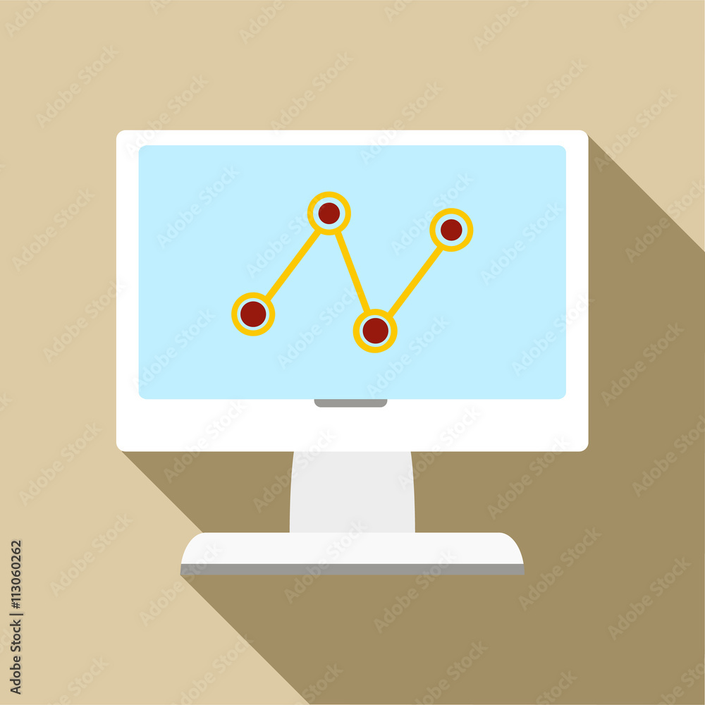 Aufkleber computer monitor with business graph icon