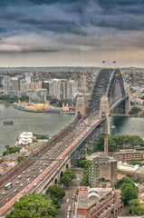 Fototapeta na wymiar Aerial view of Sydney Harbour Bridge