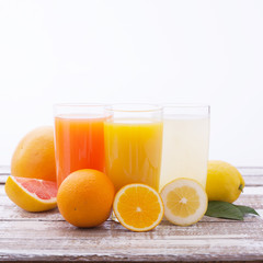 Citrus fruits juice macro. Fruits smoothies