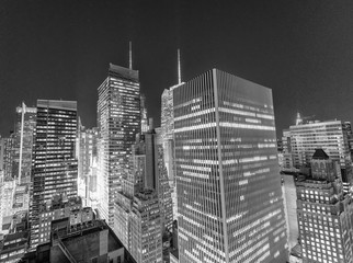 Panoramic skyscrapers view of New York CIty - Night skyline - NY