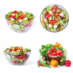 Greek Salad closeup isolated on white