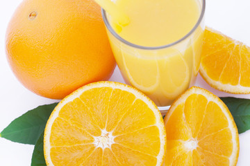 Orange fruit and smoothies isolated on white background. Clipping Path