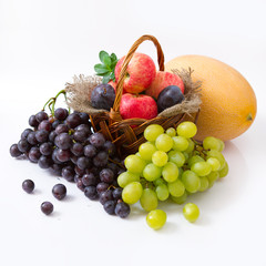 fruit basket on white background