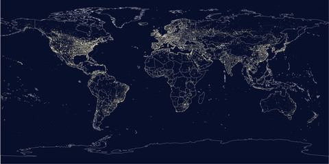 Fototapeta premium Mapa polityczna świateł miejskich