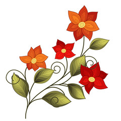 Vector Beautiful Colored Contour Flower