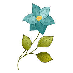 Vector Beautiful Colored Contour Flower