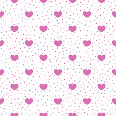 Seamless background of pink hearts and circles