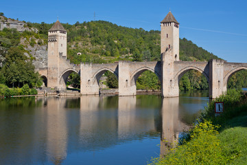 The Valentre bridge in Cahors town, France