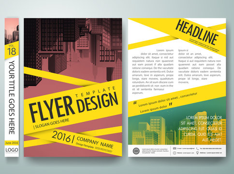 Flyers design template vector.Cover book portfolio presentation and crime scene tape on poster design.Brochure report business magazine poster template.City design on a4 brochure layout background.