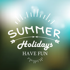 Naklejka na ściany i meble Summer Holidays, Have Fun - White Lettering - Isolated On Background - Vector Illustration, Graphic Design. Summer Day Concept