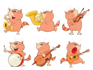Foto op Plexiglas Illustration of a Set of a Cute Cartoon Cats for you Design. Cartoon Character © liusa