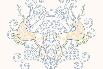 Deer card vector.