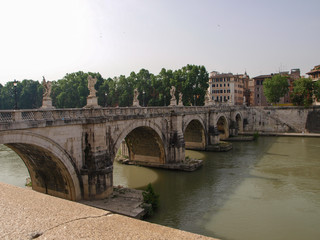 Fototapeta na wymiar View to Bridge Sant'Angelo in Rome