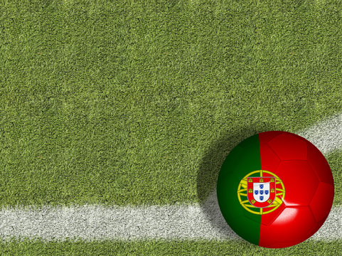 Portugal Ball in a Soccer Field