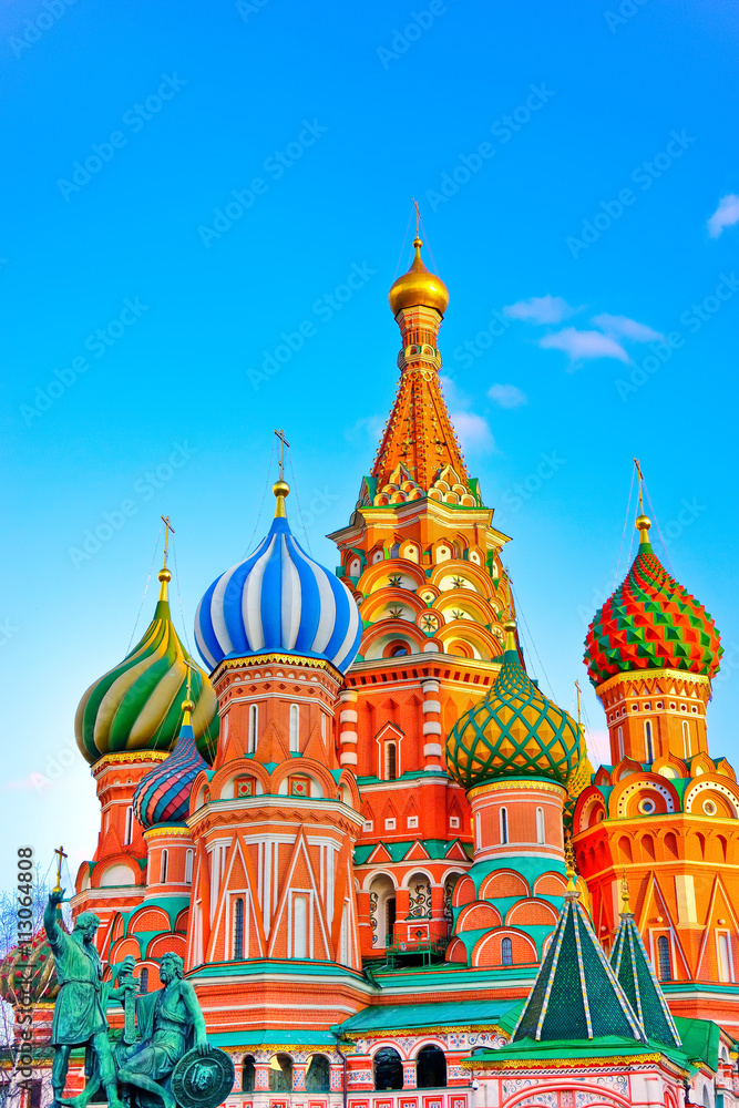 Canvas Prints St. Basil's cathedral on the Red Square in Moscow at dusk.