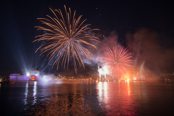 Red & Gold Fireworks over the Grand Harbour, Fort St. Angelo, Bi
