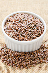 Brown flax seeds or linseeds.