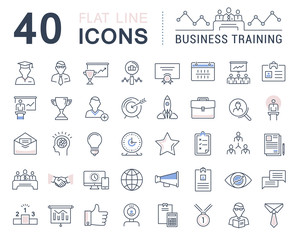 Set Vector Flat Line Icons Business Training