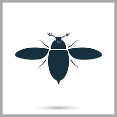 Flying beetle icon on the background