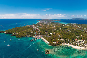 Fototapeta premium Aerial view of beautiful bay in tropical Island with very white