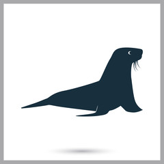 Sea lion icon on the background