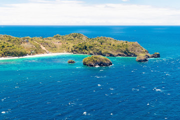 Aerial view of beautiful bay in tropical Island with very white