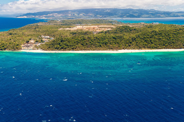Aerial view of beautiful bay in tropical Island with very white