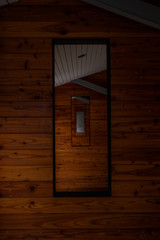 Wood window wall with square