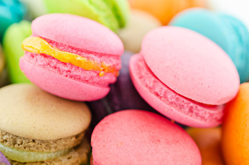 A french sweet delicacy, colourful macaroons.