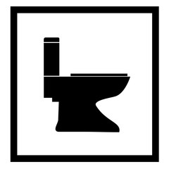 Toilet icon in black square on white background. Symbol sanitary clean. Sign warning  do toilet. Flat vector image. Vector illustration. 