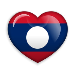 Love Laos. Flag Heart Glossy Button