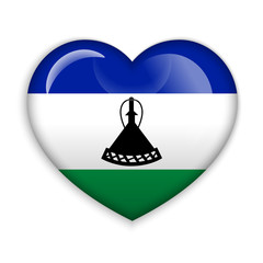 Love Lesotho. Flag Heart Glossy Button