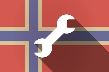 Long shadow Norway flag with a wrench