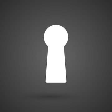   a key hole   white icon on a dark  background