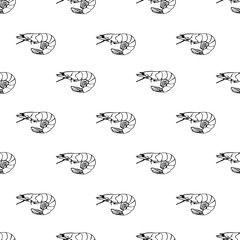 Illustration shrimp on a white background seamless pattern