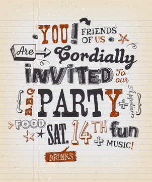 Party Invitation Poster On School Paper