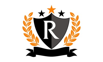 Emblem Star Ribbon Shield Initial R