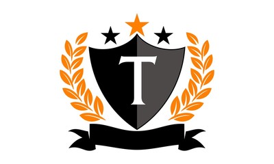Emblem Star Ribbon Shield Initial T