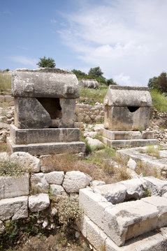 Sarcophagus at the Lycian site of Patara, near Kalkan, Antalya Province, Anatolia, Turkey Minor