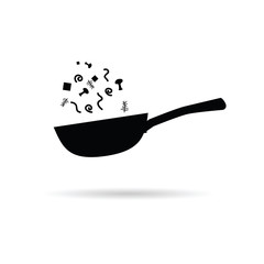 pan wok with vegetables illustration