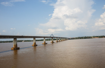 Fototapeta na wymiar Bridge across the Mekong River in Mukdahan,Thailand