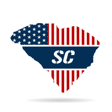 South Carolina patriotic map. Vector graphic design illustration