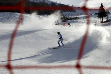 A skier on the slopes of Madesimo, Italy
