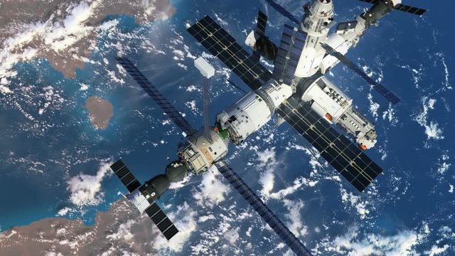 Increasing The Height Of The Orbit Of The Space Station. 3D Animation. 