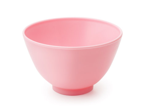 Pink plastic bowl