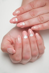 Pink French manicure with silver 