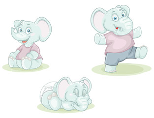 Obraz na płótnie Canvas cartoon little elephants